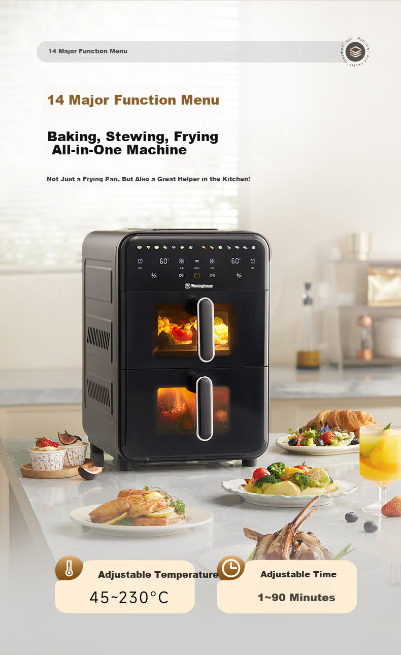 Westinghouse Double-Layer Air Fryer, All-Metal Cavity, 14L Extra Large Capacity, Electric Oven with Upper And Lower Heating Sources, Multifunctional Electric Roasting Oven, WKZ050 12