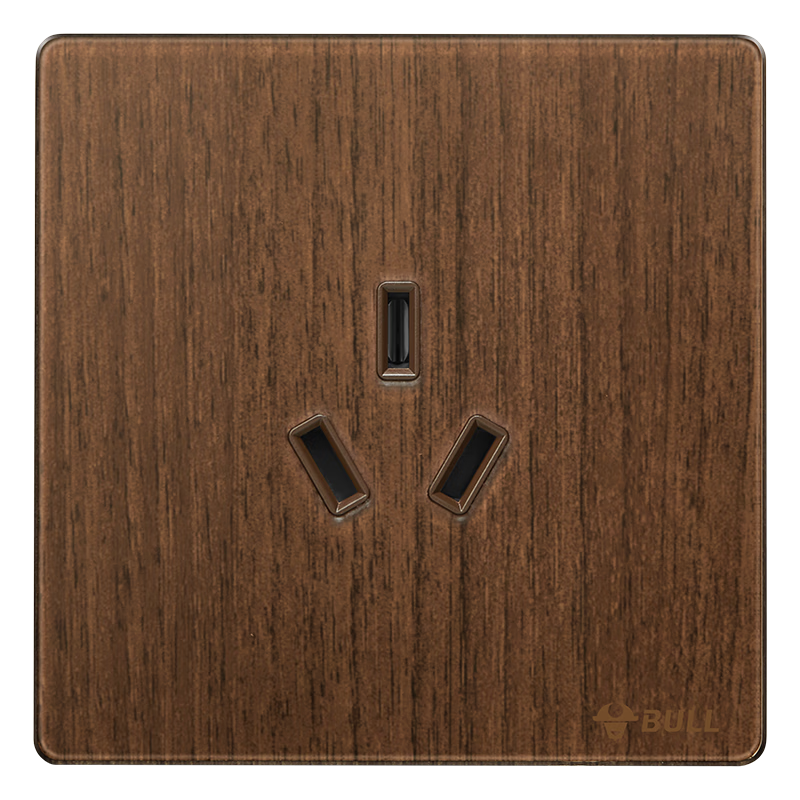 BULL Retro Switch Socket, Acrylic Ultra-Thin Panel, Three-Hole 16A Air Conditioner Socket, G70Z104 Walnut Color
