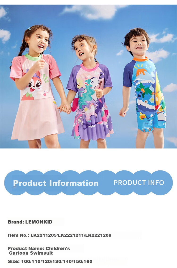 Lemonkid Children's Swimwear, Boys And Girls Quick-Dry Two-Piece Swimsuit, for Older Kids And Toddlers, Sun Protection, Happy Little Rabbit Design, Size 160 24