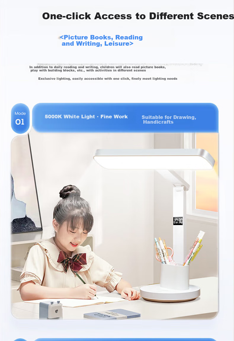 Jingqian Desk Lamp with Eye Protection, Full Spectrum Reading Light for Children And Students, Rechargeable Lamp for Study And Writing, Suitable for Dormitory And Desk Use 10