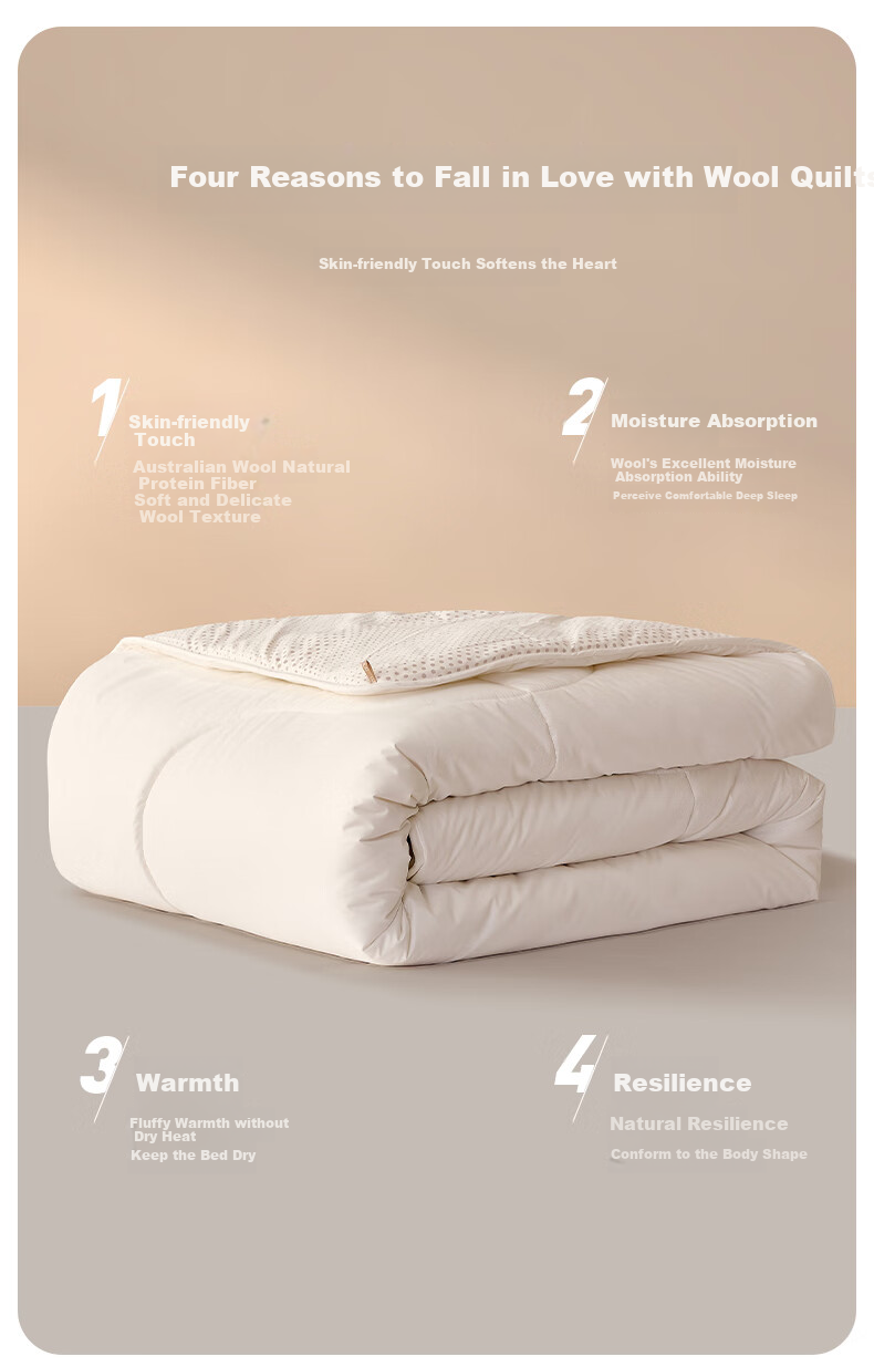 LUOLAI Home Textiles, Wool Comforter, 100% Wool Duvet, Class A Antibacterial Warm Quilt, Weighs Approximately 7 Ji 2