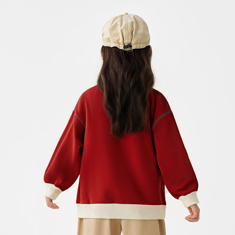 Badibadi Autumn Winter New Baby Toddler Kids Sweatshirt Unisex Casual Fashion Versatile Jacket Red 130