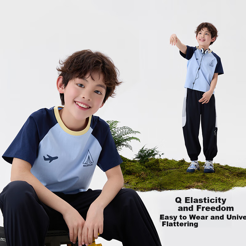 NUBIWU Boys' Short-Sleeve T-Shirt, Summer Children's Cool Breathable Sports Top, Casual Stylish Summer Wear for Older Boys