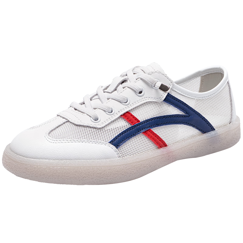 ZHR Women's Shoes, Summer New Style Mesh Breathable White Sneakers for Women, Genuine Leather Training Sports Shoes, A67E White And Blue, Size 38