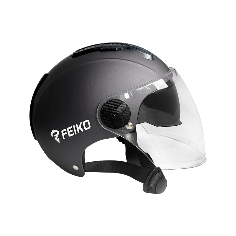 FEIKO 3C Certified Electric Vehicle Helmet Level 4 Motorcycle Half Helmet Safety Cap Unisex Electric Bike Anti-Odor Lining Black L