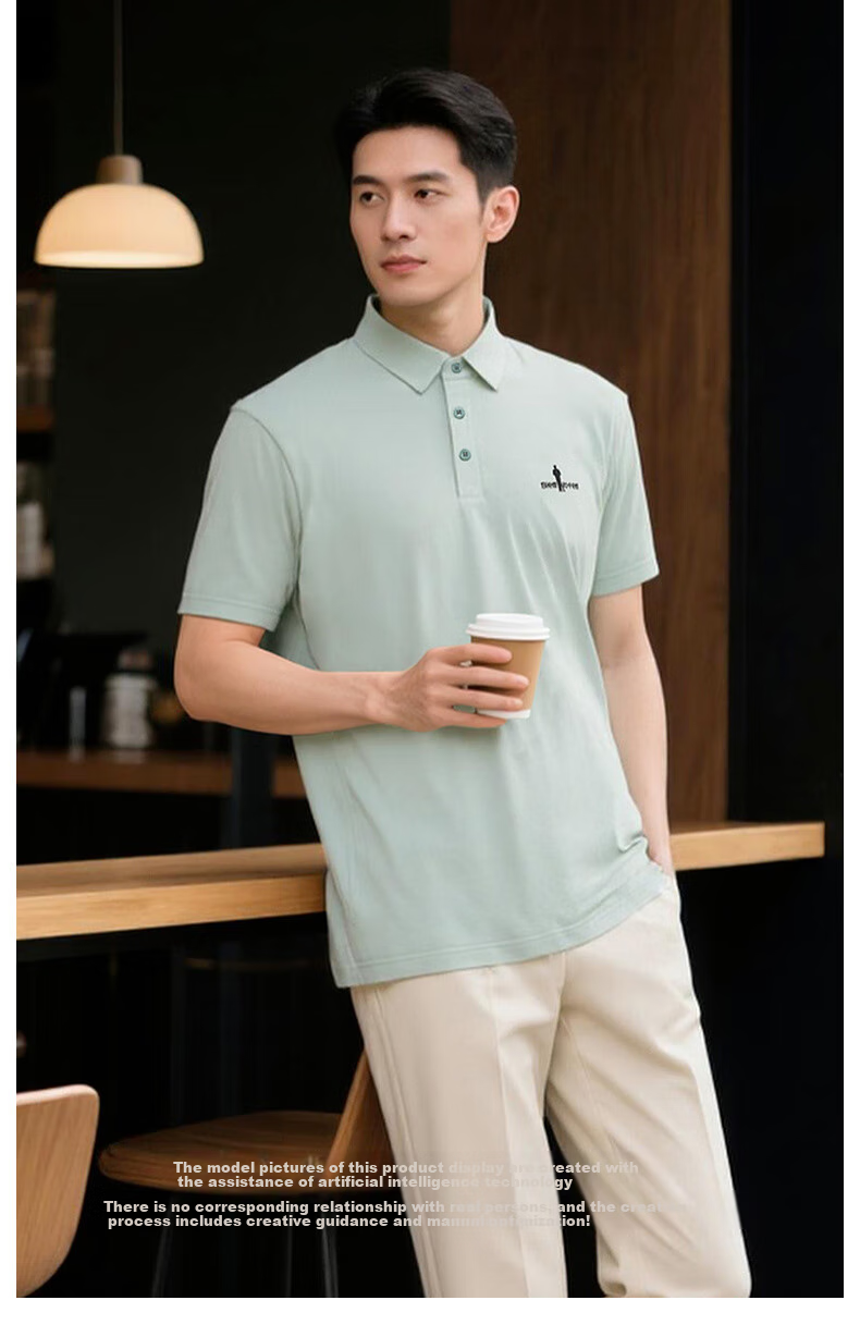 Biyinlefen Spring And Summer Men's Top, Outdoor Casual Multi-Color Elastic Lapel Short-Sleeve Polo Shirt, Commuter Style Outfit T-Shirt 4