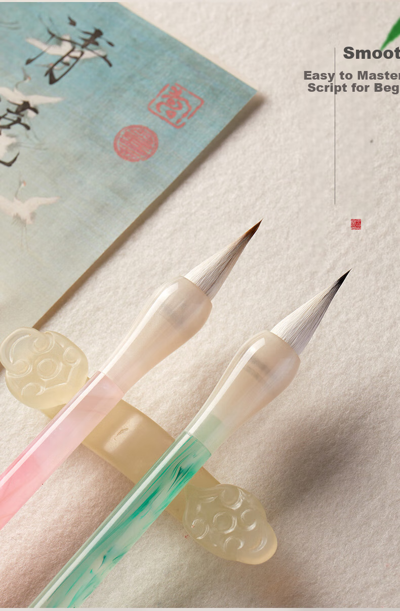 Liupintang Professional Small Regular Script Brush for Calligraphy Beginners, Mixed Wolf And Goat Hair Practice Brush Set for Chinese Painting, Regular Script, Running Script, Calligraphy Kit for Adults, Soft Brush, Slim Gold Script [Liufang] 7