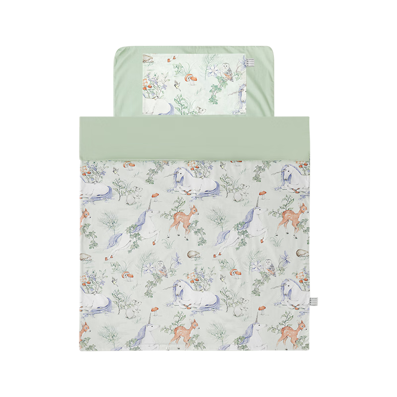 EMXEE Kindergarten Quilt Set 3-Piece and 6-7-Piece Pure Cotton Bedding Unicorn Whisper