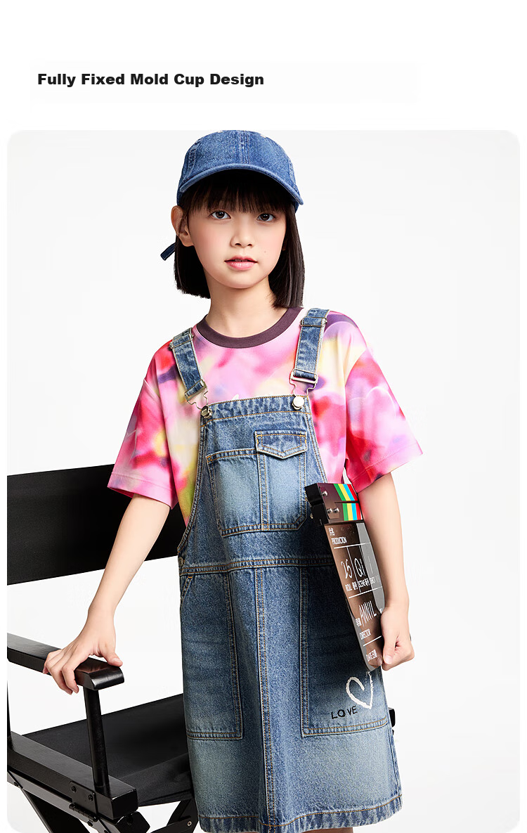 Annil Girls' Round Neck Short-Sleeve T-Shirt, 2025 Summer New Style, Elastic Colorful Loose Gradient Fashion Top 3