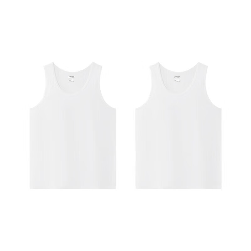 PurCotton Men's Antibacterial Wide Shoulder Vest T-Shirt Base Layer 2-Pack