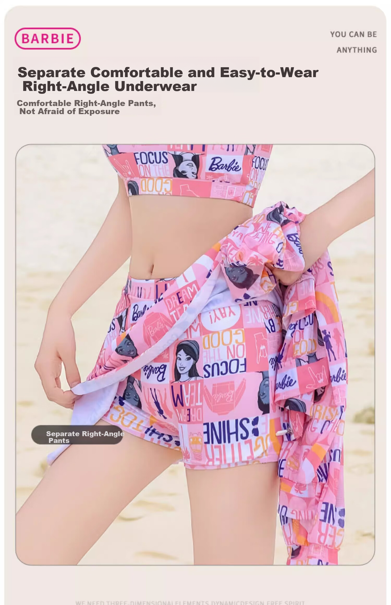 Barbie Women's Two-Piece Swimsuit, Plus Size, Slimming, Conservative, for Beach Vacation And Hot Springs, Casual Three-Piece Swimwear Set 11
