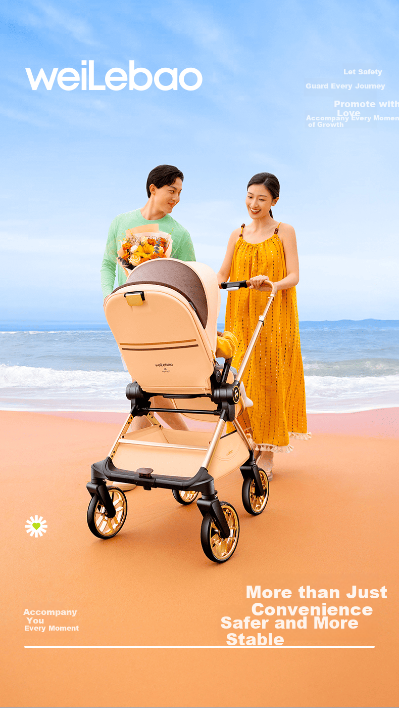 Welebao Huhangjia Baby Stroller Convertible Recline One-Key Folding Reversible High Landscape Lightweight Newborn Infant Pushchair B 16