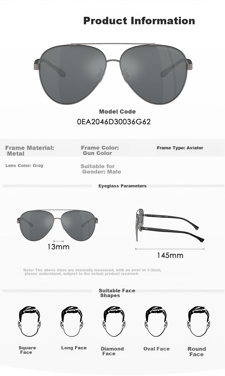 EMPORIO ARMANI Sunglasses for Men And Women, Fashionable And Stylish Business Casual Commuter Glasses 0EA2046D30036G62 1