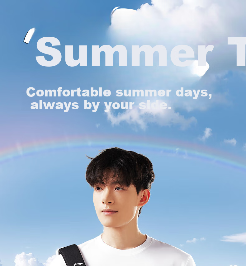 LI-NING Summer Lightweight Breathable Sports T-Shirt Men Loose Comfortable Short Sleeve Fashion Casual Classic Versatile Crew Neck Tee 1