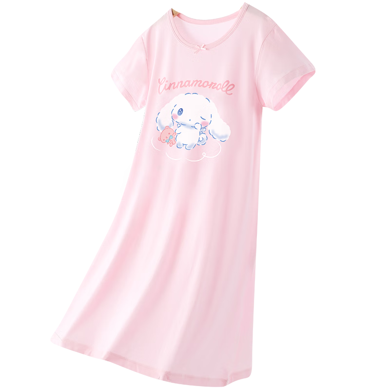 Hello Kitty Girls' Nightgown, Children's Modal Sleepwear, Summer Thin, Girls' Dress, Baby Home Wear, 0102 Pink, 160cm