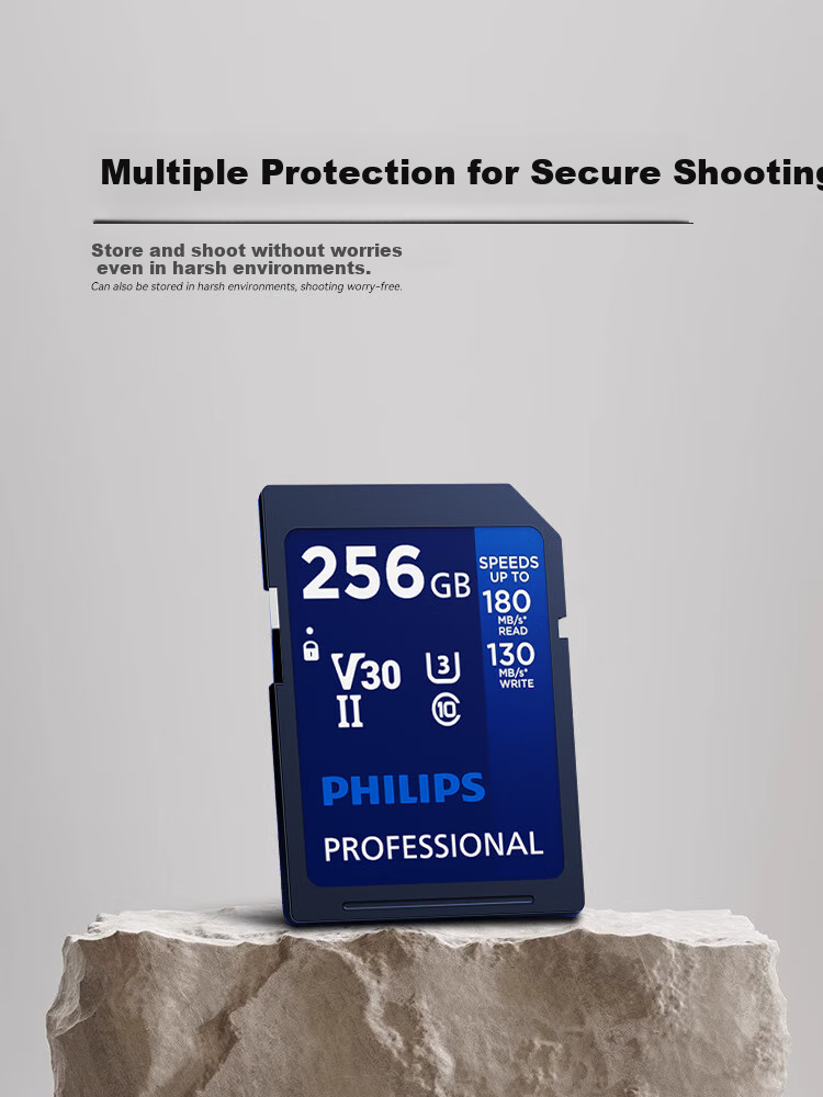 PHILIPS 64GB SD Memory Card, 4K Ultra-Fast Blue Card, V30 U3 C10 Camera Storage Card, Read Speed 180MB/s, Write Speed 130MB/s, Mirrorless/DSLR Camera Memory Card 7