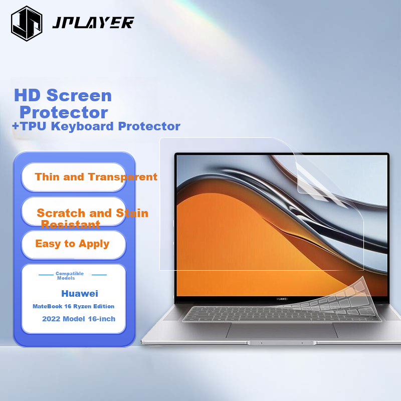 JPLAYER Keyboard And Screen Protector Set for Huawei MateBook 16 AMD Edition 2022 Laptop, 16-Inch, High Definition, Clear, Scratch-Resistant, Wear-Resistant