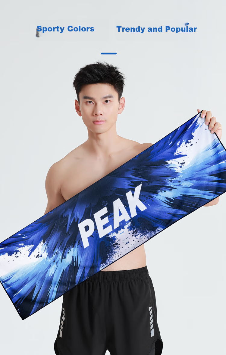 PEAK Unisex Cooling Towel for Swimming, Outdoor Sports, Fitness, Breathable Quick-Dry Towel for Running And Basketball, Sweat-Absorbing And Wiping Towel, Blue 7