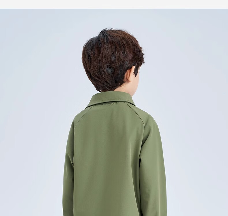 Romon Kids Ice Silk Shirt Versatile Boys Military Green Long Sleeve Quick-Dry Outdoor Work Shirt Green 130 19