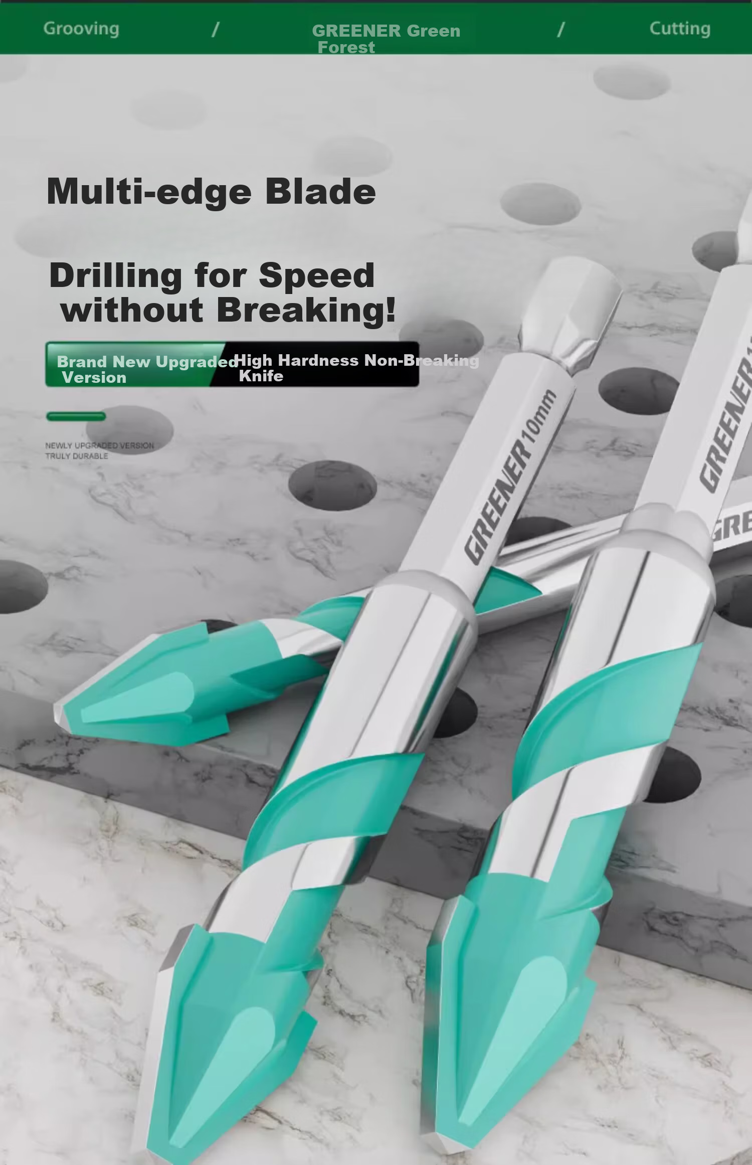 GREENER Eccentric Drill Bit, Angled Bit, Extra-Hard Ceramic Tile Drilling, Concrete Glass Cement Wall, Hand Drill, 6/8/10/12mm 17