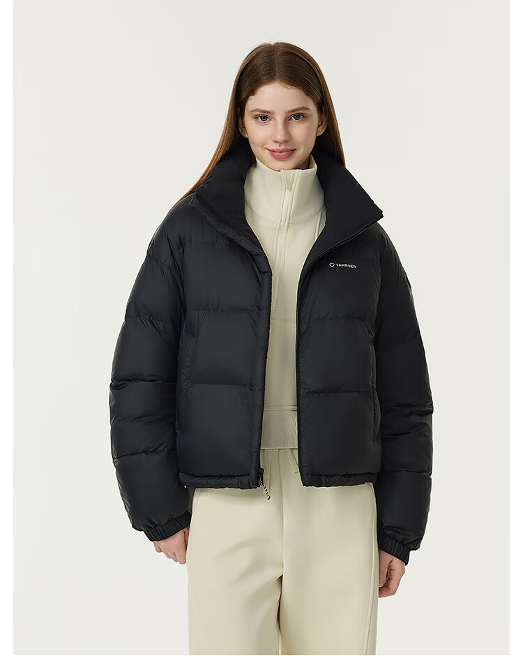 Tanboer Puff Down Jacket Women Short Stand Collar Reversible Coat 2025 New 5550320D Cardamom Green 155 4