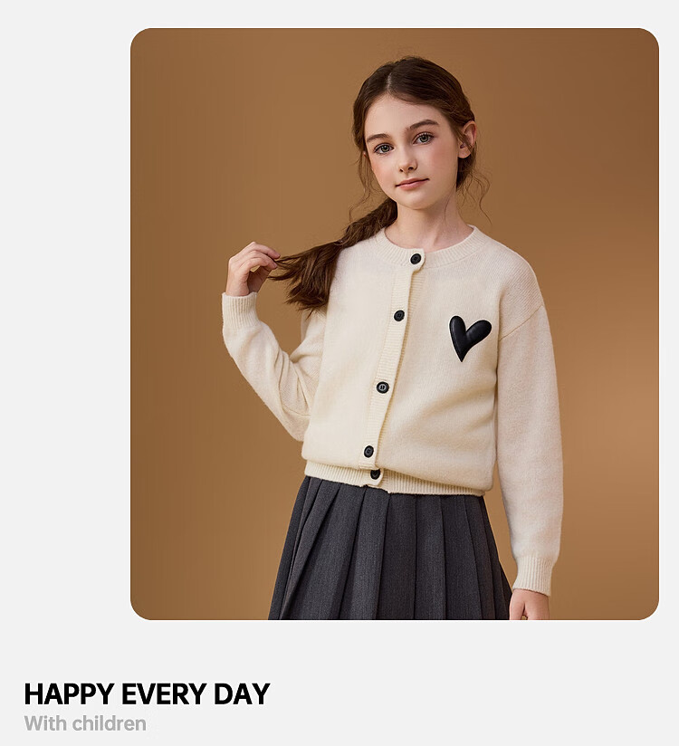 ASK JUNIOR 100% Wool Kids Sweater Winter Thick Warm Girls Knit Cardigan Youth Jacket 21