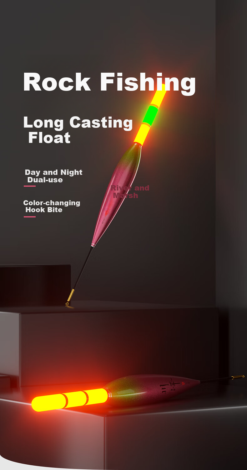 Chuanze Luminous Float for Rock Fishing, Long-Distance Casting, Big Fish, Biting Hook, Color-Changing, Highly Visible Buoy for Bighead Carp And Silver Carp, Electronic Float PF02 1