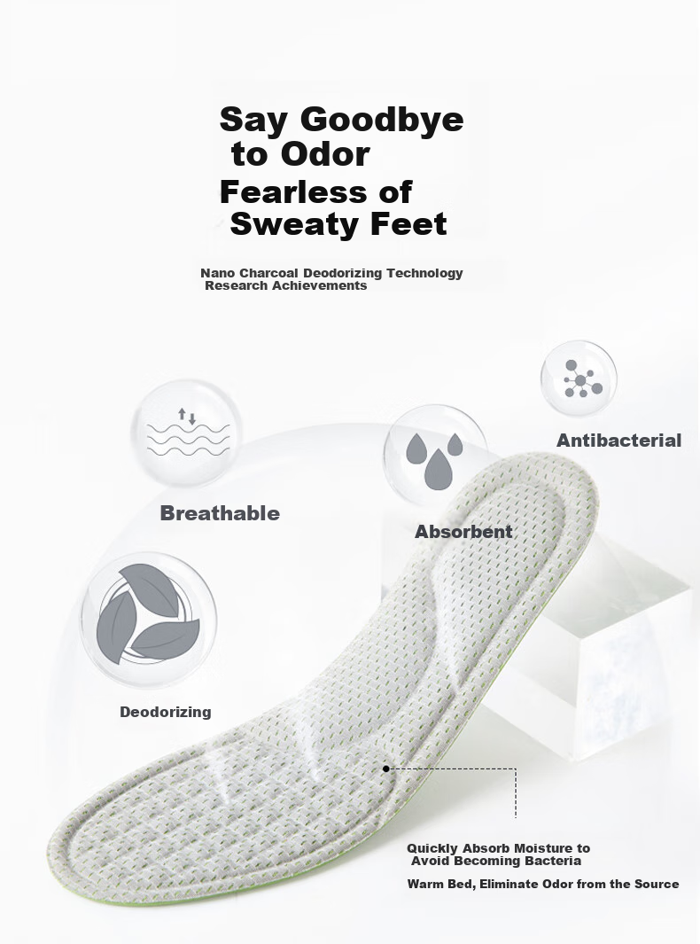 FOOTOPPO Nano Odor-Resistant Insoles for Men, Sweat-Absorbing, Breathable, Anti-Bacterial, Ultra-Soft Sports Insoles for Women and Men 5