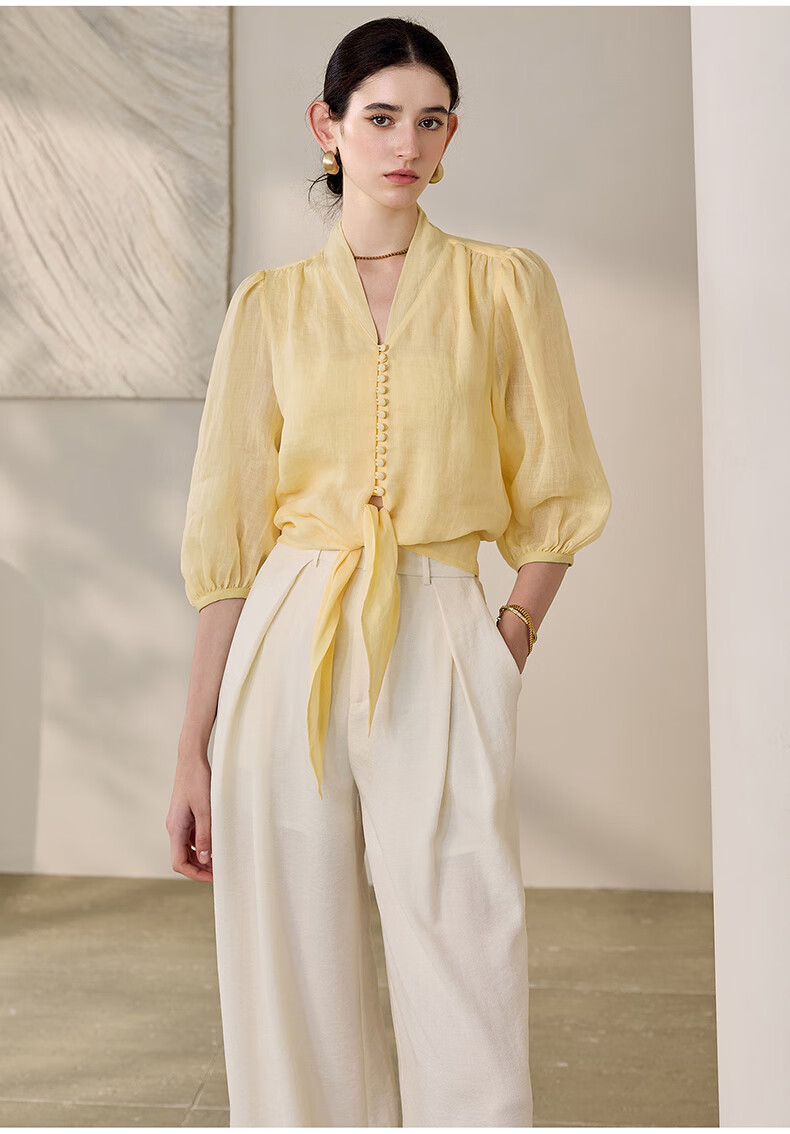 ROEYSHOUSE Women's Summer High-Waist Linen Casual Wide-Leg Pants 12289 Off-White 2XL 14