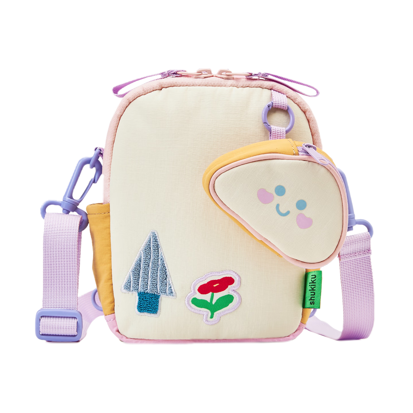 SHUKIKU Toast Double Shoulder Crossbody Bag Children's Dopamine Small Bag Casual Fun Multi-Purpose Parent-Child Bag Taro Toast One Size