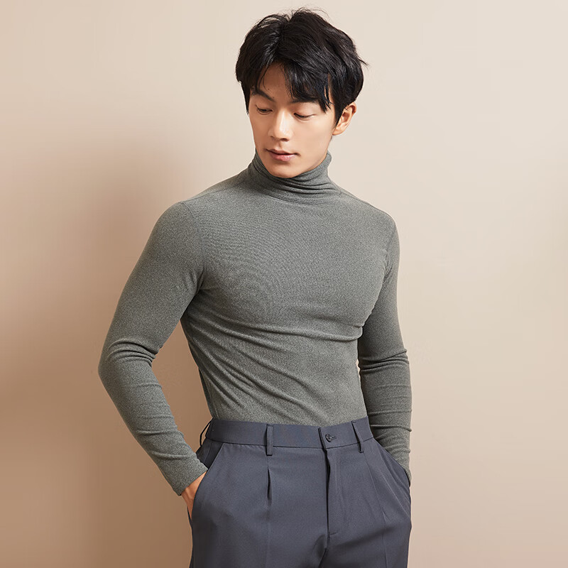 Langsha Men's Slim Fit Turtleneck Base Shirt Autumn Winter New British Style Versatile High-End Youth Warm Thermal Top 3