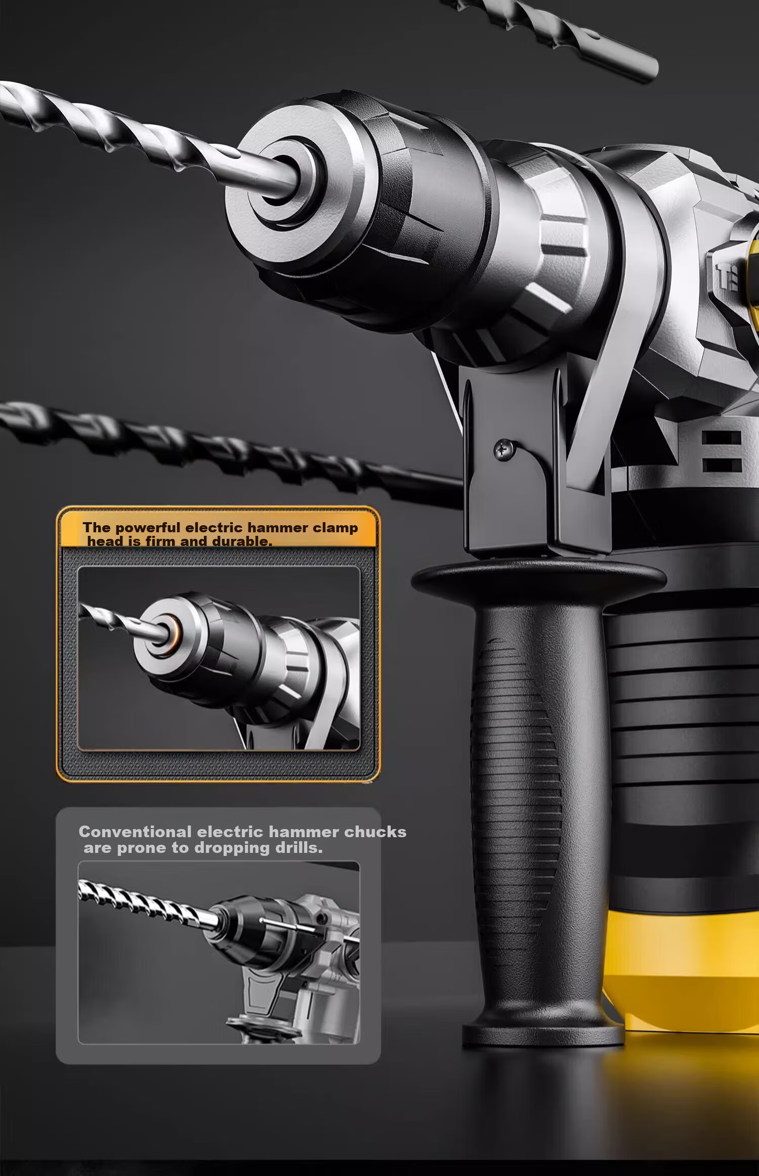 Weimeng Electric Hammer And Pickaxe Dual-Use High-Power Impact Drill for Concrete, Safety Clutch Industrial Grade M-DC 37