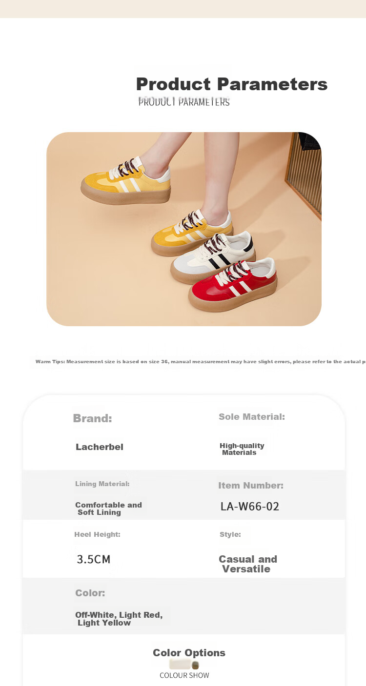 La Chapelle Women's Shoes, Thick-Soled Casual Shoes for Women, Versatile Lightweight Sneakers, Beige, Size 39 2