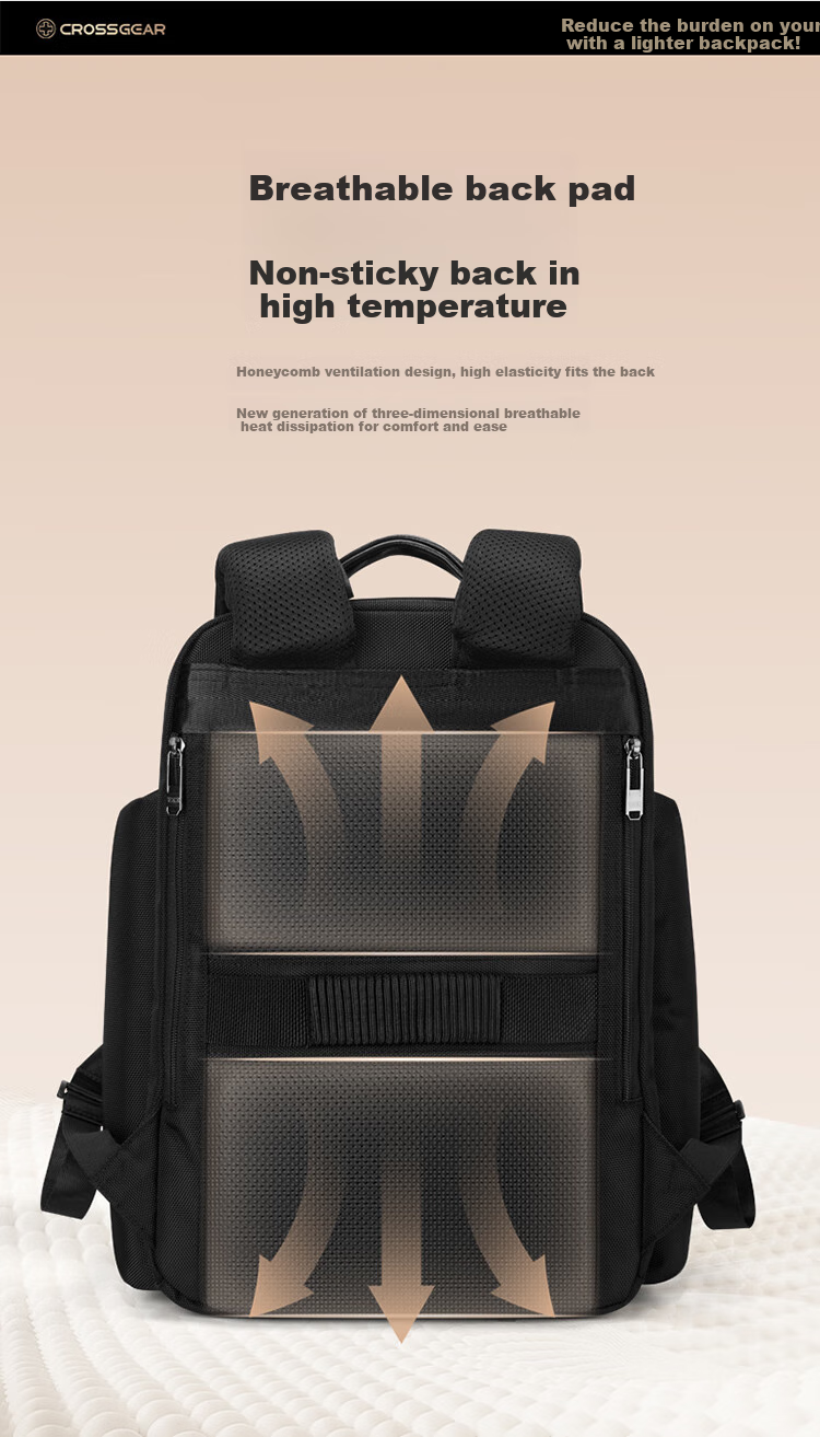 CROSSGEAR Cross Medal Weight Reduction Master Genuine Leather Business Backpack for Men, 16-Inch Laptop Bag, Large Capacity Travel Bag for Business Trips 12