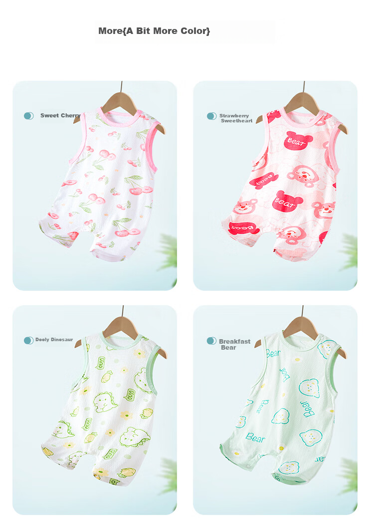 DEESHA Sleeveless Baby Romper Vest-Style Onesie, Newborn Pure Cotton Bodysuit 6