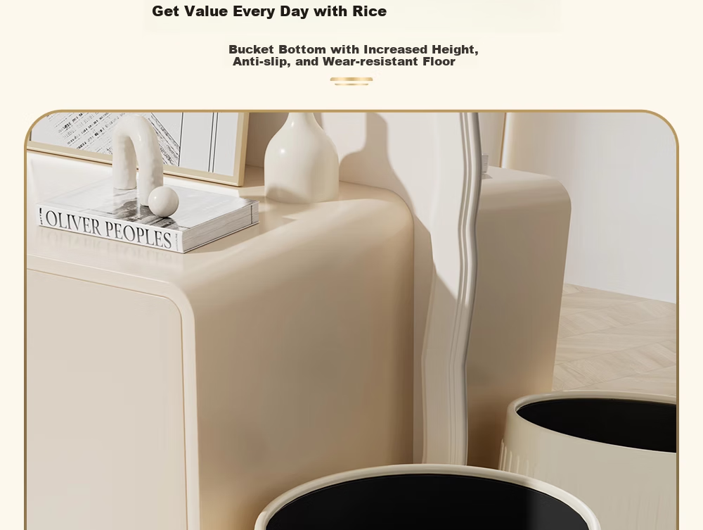 Feidasanhe Lidless Trash Can, 15L Cream White, Double-Bucket Design, Stylish, Large Capacity, for Living Room, Bedroom, Kitchen, Bathroom 11