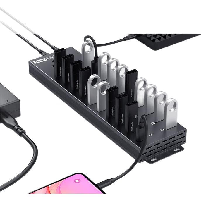 USB-концентратор SIPOLAR A-805P с 20 портами, промышленный разветвитель USB 2.0 с блоком питания 120 Вт, 1.4 метра, с вентилятором, 1А на порт
