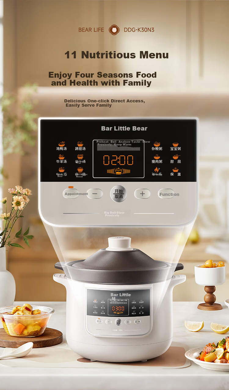 Bear Electric Slow Cooker Soup Pot Baby Food Cooker Porridge Pot Health Small 1-2 Person 1.5L DDG-H15Z6 15