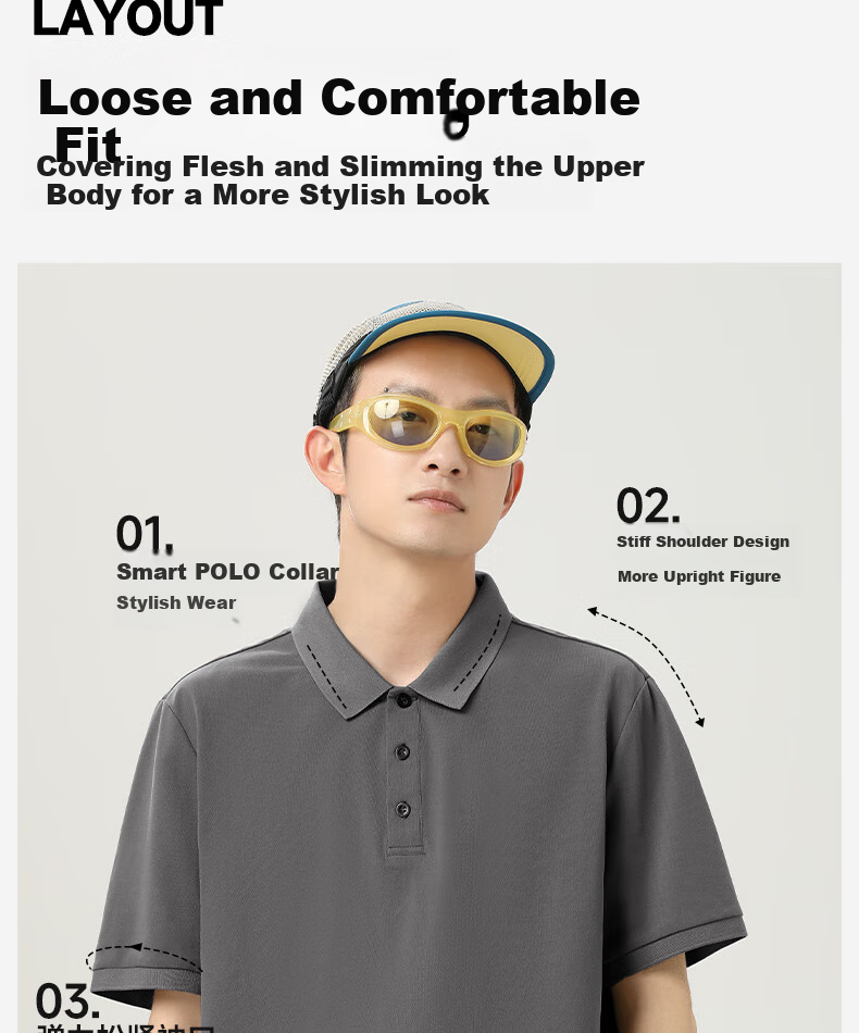 JEEP SPIRIT Polo Shirt for Men, Summer Casual Simple Versatile Short-Sleeve Collared T-Shirt Top, Khaki, L 9