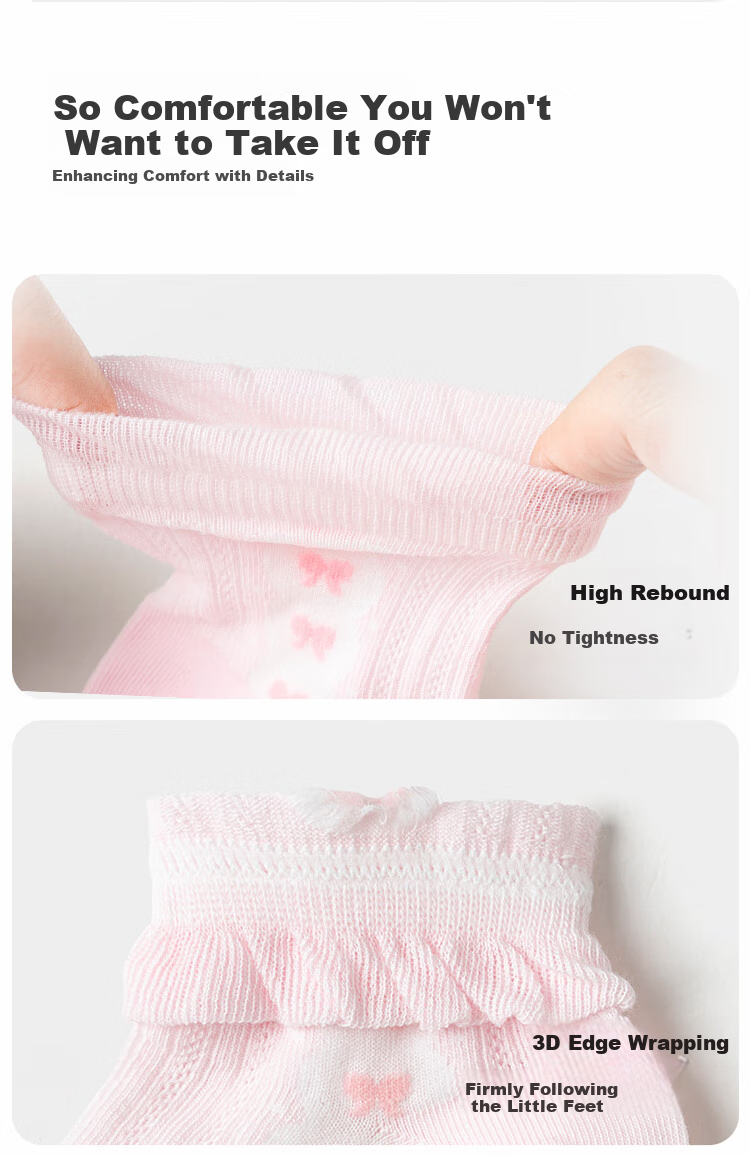 BALABALA Girls' Socks Children's Mesh Socks Summer Thin Style for Young Children Sweet Socks Jacquard Four Pairs Pack 209225172002 4