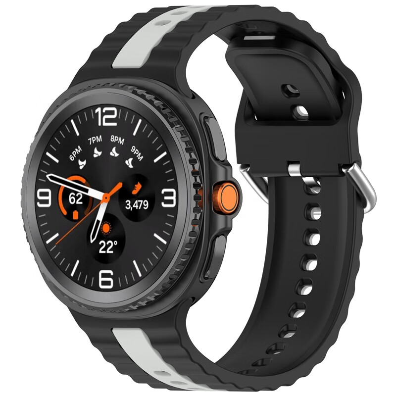 KMaxAI Compatible Silicone Watch Band for Samsung Galaxy Watch8 40/44mm, Classic/Ultra2 Dopamine Sports Watch Strap, Color-Block Fresh Style Wristband, Black And Gray