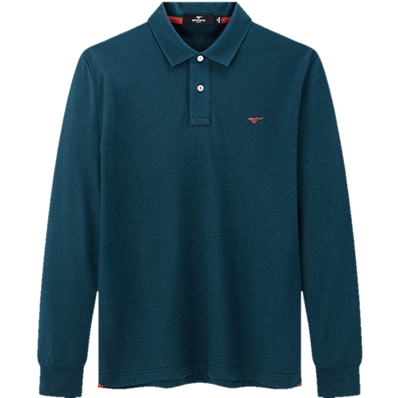 SEPTWOLVES Men's Long Sleeve T-Shirt with Collar, Antibacterial, Temperature-Controlled, Color-Fast, Multi-Colored Wolf Logo, Business Casual Breathable POLO Shirt