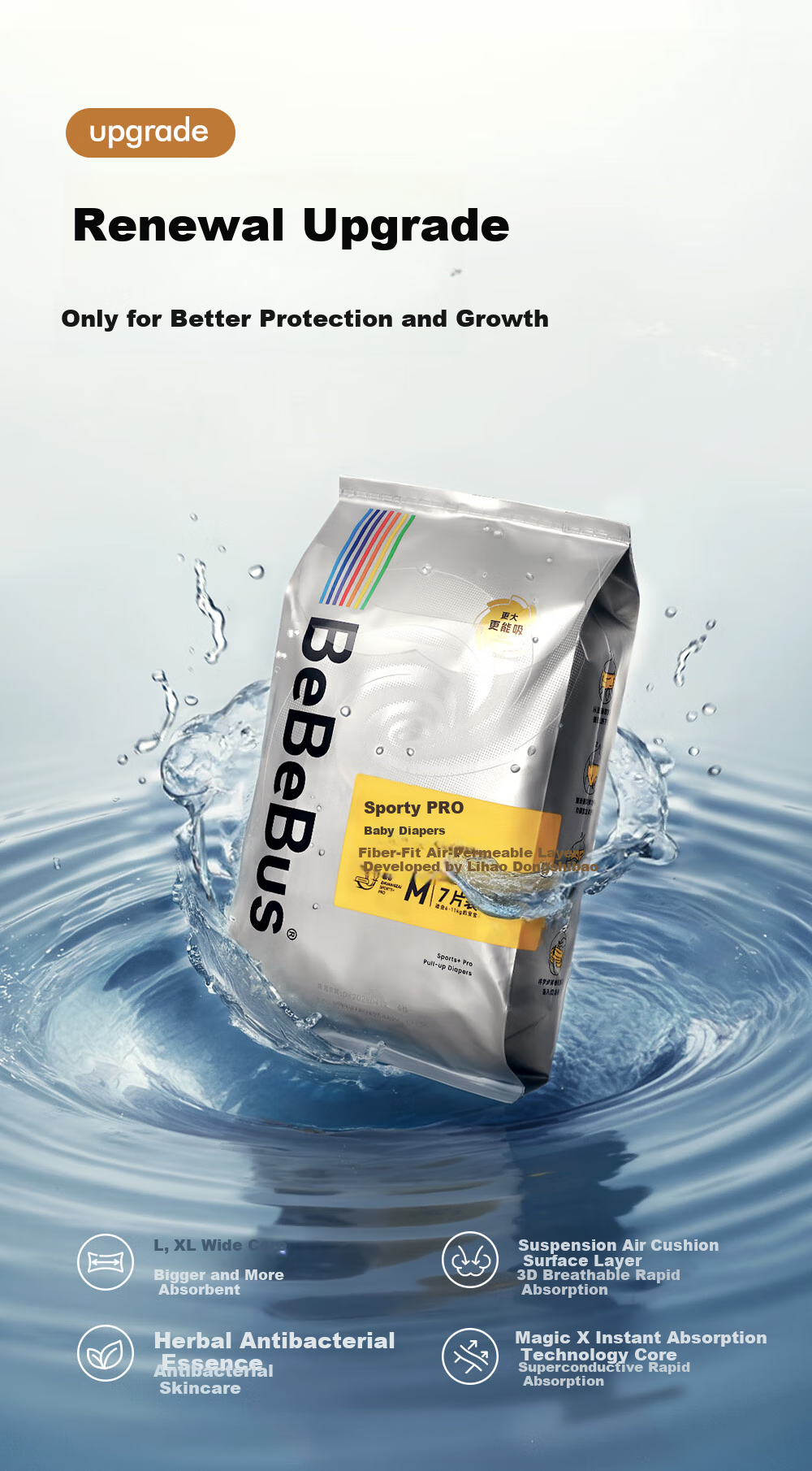 Bebebus [No Carbamide Found] Zai Pro Diapers NB60, Newborn Baby Sleep Pants, All-Night Comfort 4