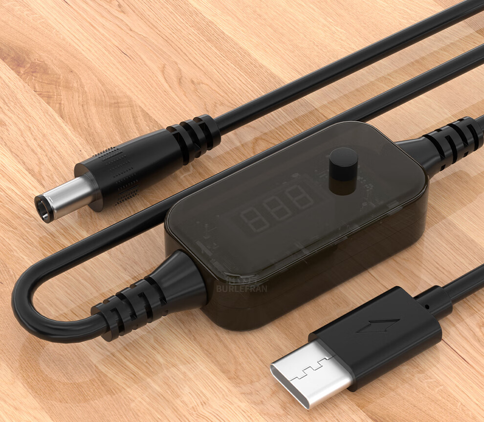 BURLEFRAN PD Activator Cable 12V3A for Optical Modem Router LED Smart Speaker Type-C to DC Adjustable Voltage 5.5*2.5 2