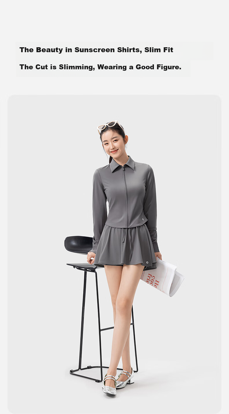 KAZUKOIN Slim Sun Protection Shirt for Women, Spring And Summer UV-Resistant Outdoor Sports Ice Silk Sun Protection Clothing 3
