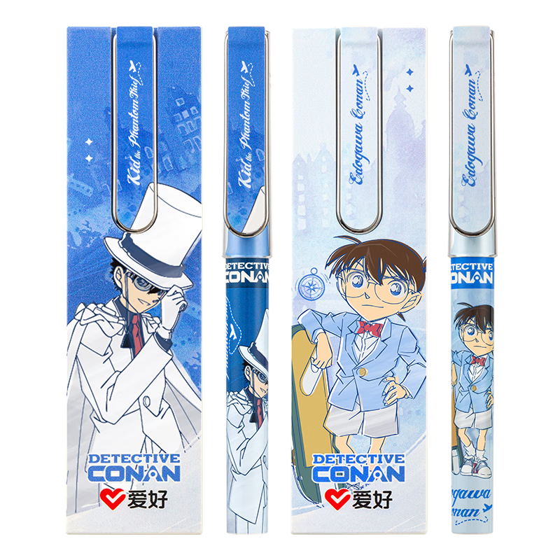 AIHAO Detective Conan Student Fountain Pen EF Nib Erasable Ink Refill Pen for Grade 3 Children Handwriting Practice + 4 Blue Ink Refills Kid DFP3990