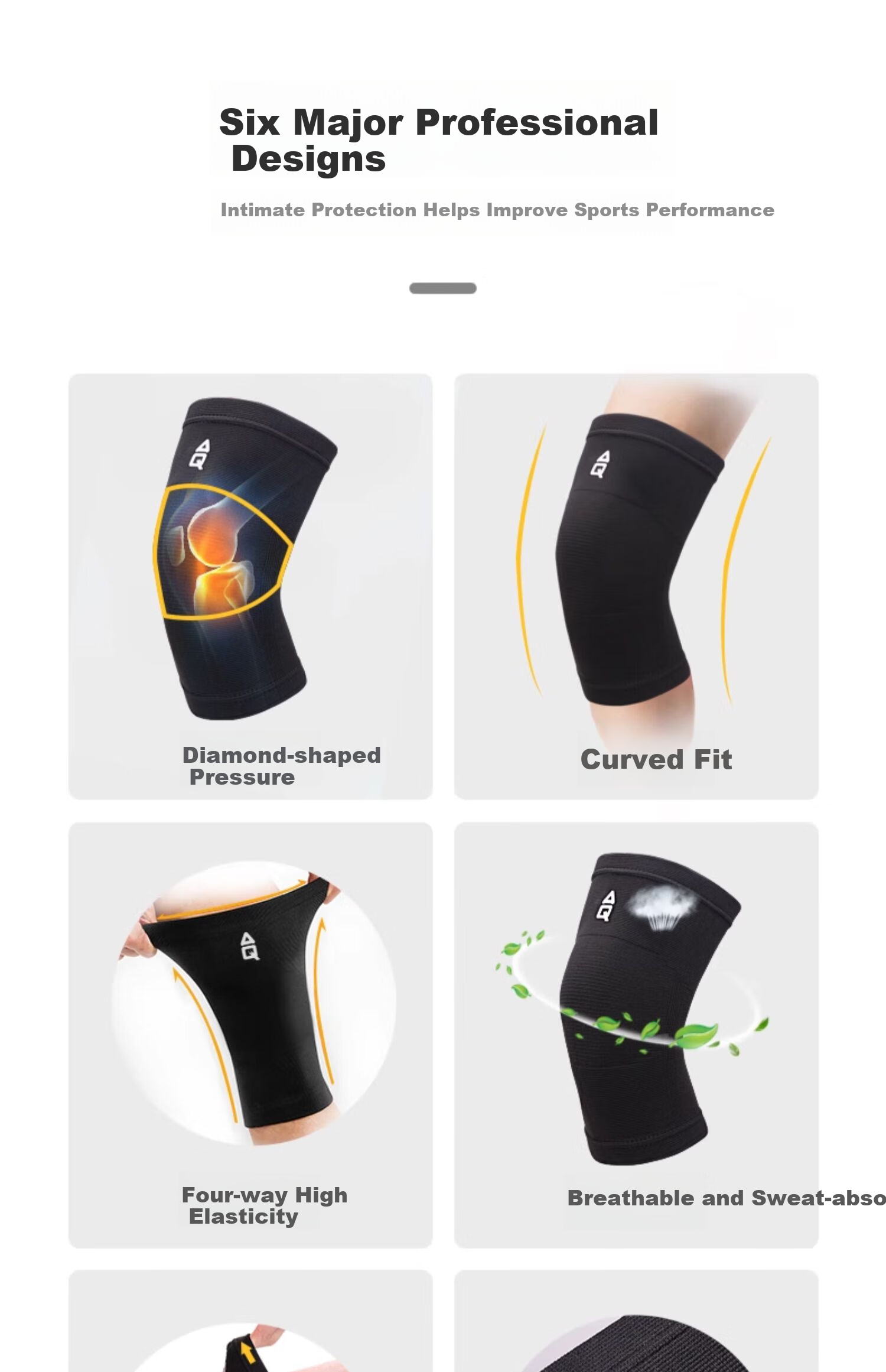 AQ Knee Brace for Sports Running Hiking Cycling, Specialized Knee Joint Protection Equipment, Black Red Blue 10502L, Single Pack 4