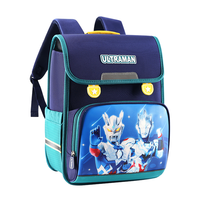 S.X-ZEBRA Ultraman Children's School Backpack for Boys Grades 1-3 Lightweight Large Capacity Purple and Blue