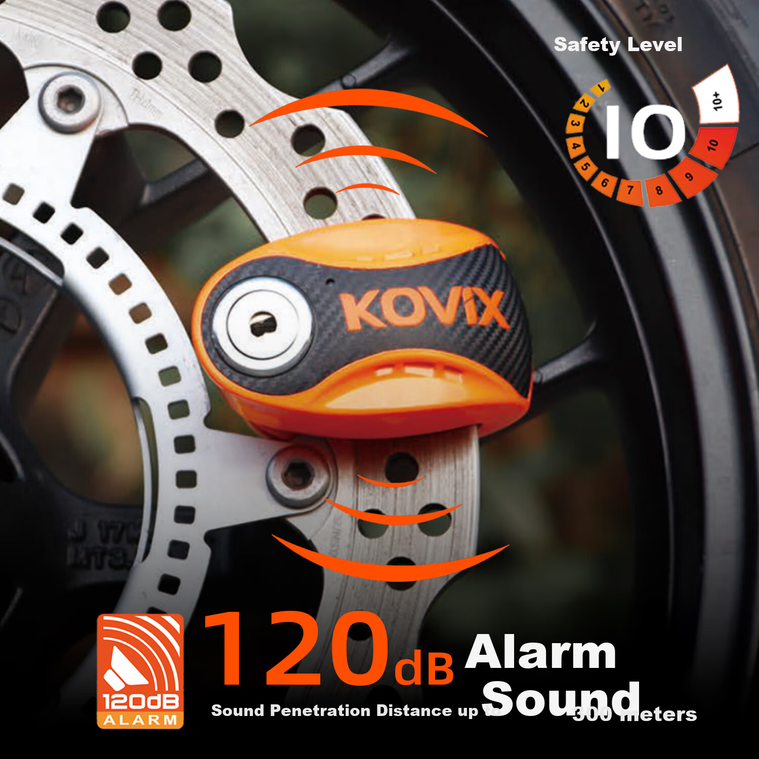 KOVIX KNX10 Motorcycle Disc Brake Lock, Alarm Lock, Mountain Bike Anti-Theft Lock, Electric Vehicle Lock, Waterproof Brake Disc, Scooter Lock