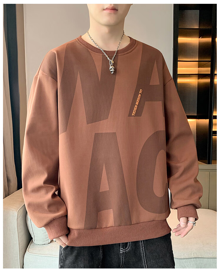 JEEP SPIRIT Sweatshirt for Men, Autumn 2025 New Style, Loose-Fitting Base Layer, Long-Sleeve Sweatshirt for Men 6586, Black, XL 21
